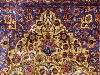 Antique Silk Kashan Prayer Rug, c.1900+/-, 80" X 50", excellent condition, small,
 1" tear on upper left edge, SOLD...              