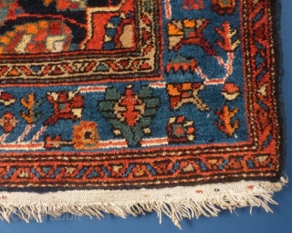 Nice small weaving.  Probably a Hamadan(?)
Measures 57" X 42".
Excellent condition.
One end has begun to fray.
Has been washed. 
SOLD              