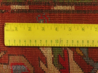 ANTIQUE EAGLE KAZAK, SIGNED(?), USED AND WORN, 100" x 50".

This is/was a nice Eagle Kazak.
It is worn and has a serious corner tear and a 2-3" hole.
There is wear in many areas  ...
