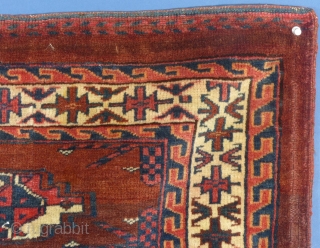 This is an Antique Turkoman Juval.
I believe it is either a Yomud or  a Tekke.
Probably early 2oth century (?)
This bag face in in very good condition with NO damage,
No moth bites,  ...