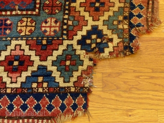 Large Antique Caucasian Kazak, Double Niche Rug, Wool, AS Is.

 Good condition and good pile throughout but it does have a corner missing.

It measures 84" X 63".

SOLD      