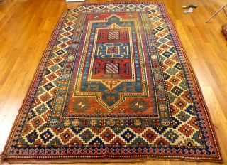 Large Antique Caucasian Kazak, Double Niche Rug, Wool, AS Is.

 Good condition and good pile throughout but it does have a corner missing.

It measures 84" X 63".

SOLD      