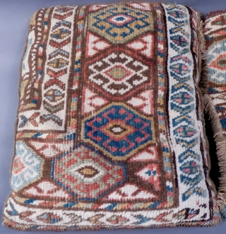 2 large Toss Pillows made from fragments of a Caucasian Rug
Each measures 23" X 19".
                  