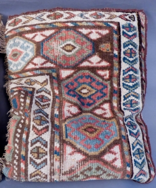 2 large Toss Pillows made from fragments of a Caucasian Rug
Each measures 23" X 19".
                  