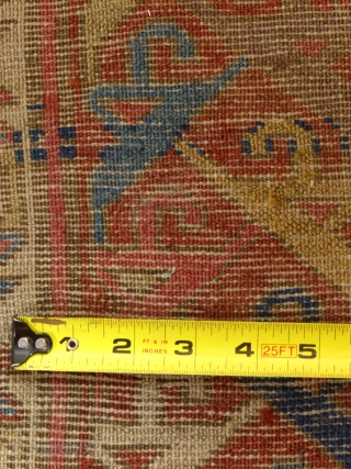 Antique Caucasian Seichor,
 96" X 40",
Has been used and shortened.
Has a few poor, unprofessionally done repairs and fake fringe.
Over all, the problems ar at the top portion in these pictures.

SOLD   