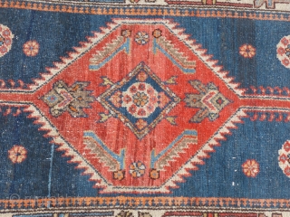 Antique Geometric Rug, Probably hamadan weaving(?), Measures, 74" X 44", Shows a little wear at the lower end but no holes, stains or tears.
SOLD         