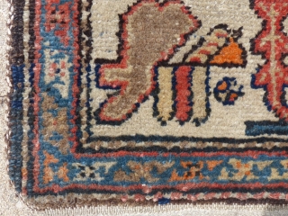 Antique Geometric Rug, Probably hamadan weaving(?), Measures, 74" X 44", Shows a little wear at the lower end but no holes, stains or tears.
SOLD         