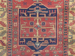 Small Caucasian, possibly a Shirvan(?),
61" X 38", 
Used, worn,
 Has been washed.

NOTE: Colors are a bit duller then in pictures.

SOLD             