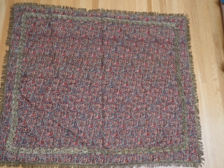 Kashmir Shawl fragment mid to late 19th century (possibly Kerman) 39x34 in (98x87cm) With Metallic trim .Excellent condition .No stains or tears           
