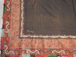 Kashmir foldover shawl. Circa 1850's.62x62 inches (158cm squared)In excellent condition                       