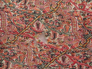 Persian (vs Kashmiri) Termeh .Late 19th early 20th century.Dimensions 35 x 44 inches (88 x112 cm )Condition good with minor hole(s)(see detail photo )No stains        