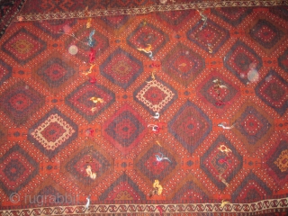 Late 19th Century Turkish Yoruk Full Pile Rug that truly reflects it’s wonderful colors. Not completely perpendicular and a great example of a totally original Turkish Yoruk rug with no repairs to  ...