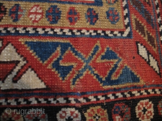 Circa 1880 Caucasian Shirvan Prayer Rug with nice dimensions 1.20 x 1.65 and great colors. Some edges (about 2% of the rug) have some old repairs. 
      