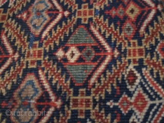 Circa 1880 Caucasian Shirvan Prayer Rug with nice dimensions 1.20 x 1.65 and great colors. Some edges (about 2% of the rug) have some old repairs. 
      