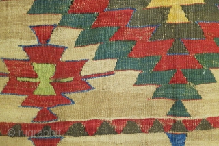 Anatolian kilim with 3 "baklava" type large medallions on a camel hair field, 145 x 340cm, mid-19th century               