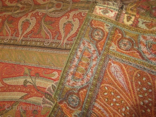 Antique Indian woven Kashmir shawl???size:344x156-cm 
ask                           