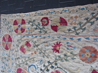 antique uzbek nim suzani fragment . Size:160x160-cm / 62.9x62.9-inches more info please mail me                   