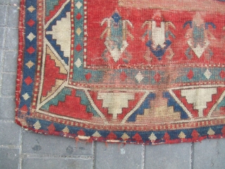 Antique Caucasian kazak prayer rug Size: 147x118-cm / 57.8x46.4-inches
The carpet has been fixed in some places(as you can see on the pictures)
Good luck to all Best Offer      