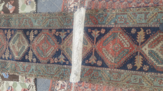 Heriz or serapi persian ruuner rug 2 picess 282x63-cm good colour