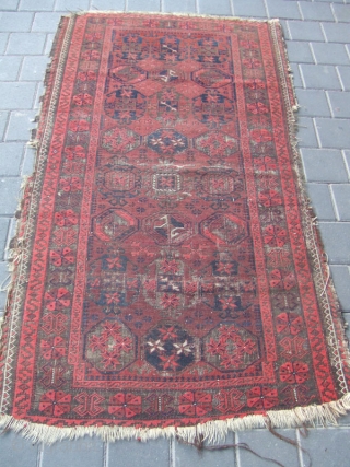 ANTIQUE BALUCH WOOL CARPET 1880-1900 Size: 165x88-cm  /64.9x34.6-inches
Price:200$ or Best Offer
                     