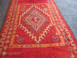 semi-ANTIQUE MOROCCAN WOOL CARPET 476x168-cm / 187.4x66.1-inches                          