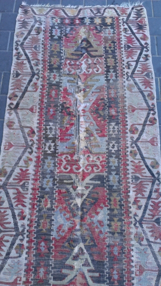 Anatolian kilim fragment size :323x79-cm please ask                          