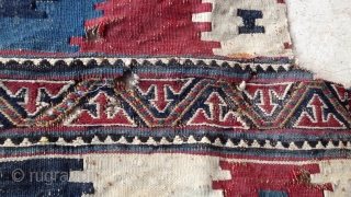 Kilim Caucasian antiqe fragment size:60x55-cm ask                           