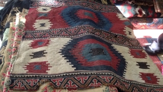 Kilim Caucasian antiqe fragment size:60x55-cm ask                           