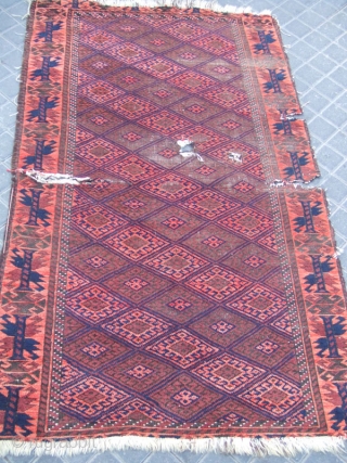 ANTIQUE BALUCH TRIBAL CARPET HAND WOVEN 
Size: 130x79-cm /51.1x31.1-inches
Year: 1880-1900
Price:450$ or Best Offer                    