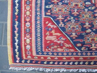 Beautiful Persian antique Senna rug kilim hand made
The rug made of wool on cotton  hand knotted . 
Size: 163x120-cm / 64.1x47.2-inches
The kilim has been fixed in some places(as you can see  ...