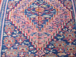 Beautiful Persian antique Senna rug kilim hand made
The rug made of wool on cotton  hand knotted . 
Size: 163x120-cm / 64.1x47.2-inches
The kilim has been fixed in some places(as you can see  ...