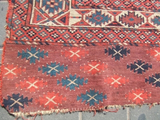 ANTIQUE YOMUD CARPET TURKESTAN 1880
Size:270x180-cm  /106.2x70.8-inches
Very unique, carpet for collectors.         
The rug has hole in some places(as you can see on the pictures)
Good  ...