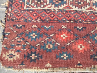 ANTIQUE YOMUD CARPET TURKESTAN 1880
Size:270x180-cm  /106.2x70.8-inches
Very unique, carpet for collectors.         
The rug has hole in some places(as you can see on the pictures)
Good  ...