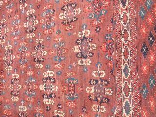 ANTIQUE YOMUD CARPET TURKESTAN 1880
Size:270x180-cm  /106.2x70.8-inches
Very unique, carpet for collectors.         
The rug has hole in some places(as you can see on the pictures)
Good  ...