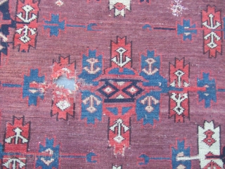 ANTIQUE YOMUD CARPET TURKESTAN 1880
Size:270x180-cm  /106.2x70.8-inches
Very unique, carpet for collectors.         
The rug has hole in some places(as you can see on the pictures)
Good  ...