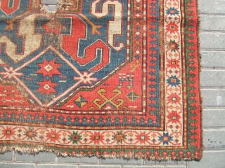 Rare Antique Caucasian Area Rug Carpet wool 1880 The carpet has been fixed in some places(as you can see on the pictures)Very uniqe design! Size:195x111-cm   / 76.7x43.7-inches Best Offer Good  ...