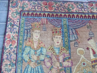 Antique Persian Lavar Kerman Kirman Rug 1870-1880
Size: 193.5x102-cm /76.1x40.1-inches 
The rug has been fixed in some places(as you can see on the pictures)          