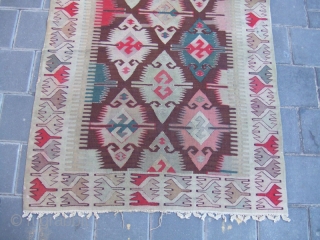 Antique turkish Kilim 
Size:138x74-cm / 54.3x29.1-inches
The kilim in very good condition , as you can see on the picture the kilim has a (minor stains)The kilim has been fixed in some places,  ...