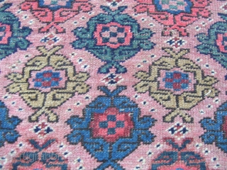 ANTIQUE KURDISH RUG wool on wool .The rug have really amazing background color and unique patterns.
The rug has been fixed in some places(as you can see on the pictures)Very uniqe design!Size:210x132-cm /  ...