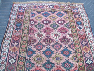 ANTIQUE KURDISH RUG wool on wool .The rug have really amazing background color and unique patterns.
The rug has been fixed in some places(as you can see on the pictures)Very uniqe design!Size:210x132-cm /  ...