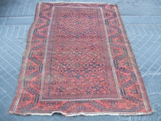 ANTIQUE BALUCH WOOL CARPET Size: 186x117-cm / 73.2x46.0-inches
                         