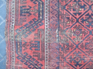 ANTIQUE BALUCH WOOL CARPET Size: 186x117-cm / 73.2x46.0-inches
                         