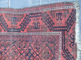 ANTIQUE BALUCH WOOL CARPET Size: 186x117-cm / 73.2x46.0-inches
                         