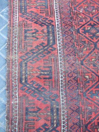 ANTIQUE BALUCH WOOL CARPET Size: 186x117-cm / 73.2x46.0-inches
                         