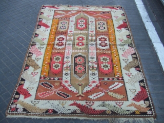 Antique Turkish rug Size:190x120-cm / 74.8x47.2-inches
                           