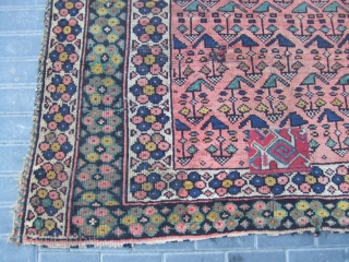 antique kurdish rug Size:255x130-cm / 100.3x51.1-inches The rug has been fixed in some places(as you can see on the pictures)             