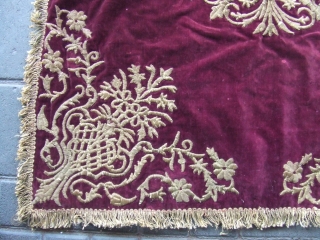 mid 19 or earlyer embroidered fabrics on velvet metal (silver ) size:80x70-cm 31.4x27.5-inches  mint condition                 