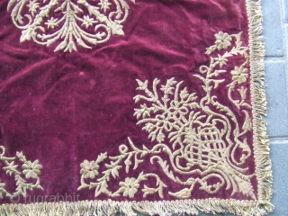 mid 19 or earlyer embroidered fabrics on velvet metal (silver ) size:80x70-cm 31.4x27.5-inches  mint condition                 