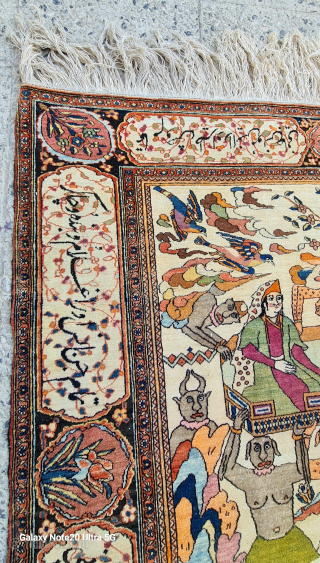 Antique, fine quality Isfahan rug with the story of King solomon.

P.O.R                      