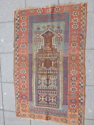 Turkish prayer rug 87x137cm, beautiful rug, has some restoration,                        